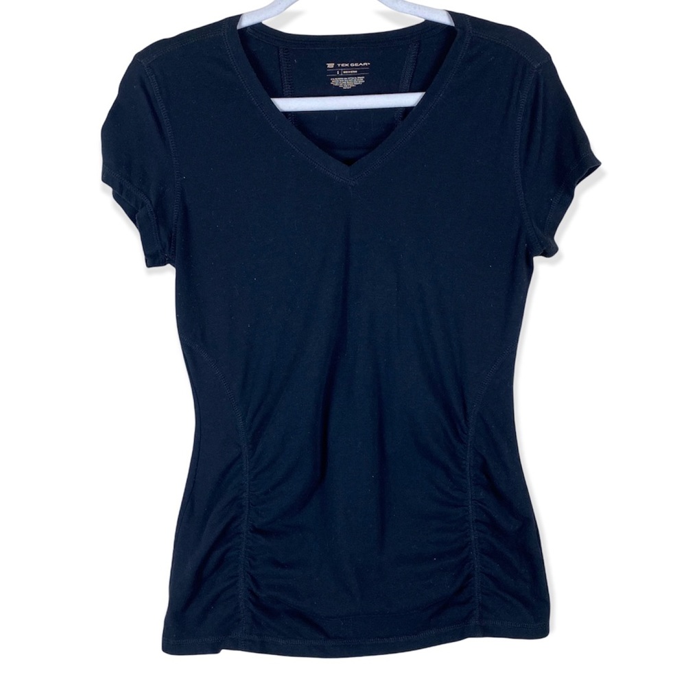 Tek Gear Size Small (4-6) Color Black V-Neck Athletic Workout Top